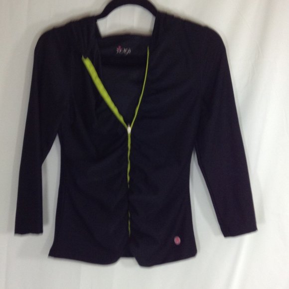 Vogi Black Jacket with lime green trim and hood - Picture 1 of 4